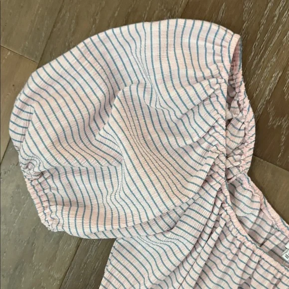 NSR Pink and Light Blue Striped Blouse off and on Shoulder - Picture 7 of 9